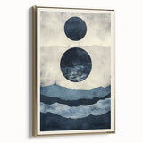 Framed abstract minimalist wall art featuring a gold design on a textured canvas, showcasing a sleek side view ideal for modern home decor. Perfect for adding elegance to any space.