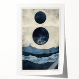 Abstract minimalist wall art print showcasing soft pastel colors and geometric shapes, rolled and packaged in a protective cardboard tube for easy shipping.