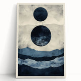 Abstract minimalist wall art featuring soft pastel hues and geometric shapes, displayed on a stretched canvas leaning against a neutral wall, perfect for modern decor.