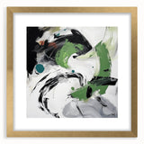 Minimalist Abstract Wall Art – Expressive Green & Black Brushstrokes