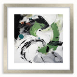 Minimalist Abstract Wall Art – Expressive Green & Black Brushstrokes