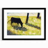 Modern Wall Art - Black Cow in a Meadow by Georges Seurat - Rustic Farm Decor