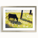 Modern Wall Art - Black Cow in a Meadow by Georges Seurat - Rustic Farm Decor
