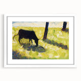 Modern Wall Art - Black Cow in a Meadow by Georges Seurat - Rustic Farm Decor