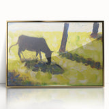 Modern Wall Art - Black Cow in a Meadow by Georges Seurat - Rustic Farm Decor