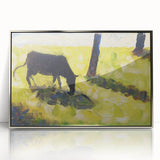 Modern Wall Art - Black Cow in a Meadow by Georges Seurat - Rustic Farm Decor
