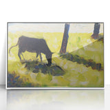 Modern Wall Art - Black Cow in a Meadow by Georges Seurat - Rustic Farm Decor