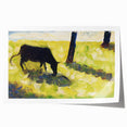 Modern Wall Art - Black Cow in a Meadow by Georges Seurat - Rustic Farm Decor