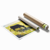 Modern Wall Art - Black Cow in a Meadow by Georges Seurat - Rustic Farm Decor