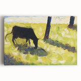 Modern Wall Art - Black Cow in a Meadow by Georges Seurat - Rustic Farm Decor
