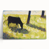 Modern Wall Art - Black Cow in a Meadow by Georges Seurat - Rustic Farm Decor