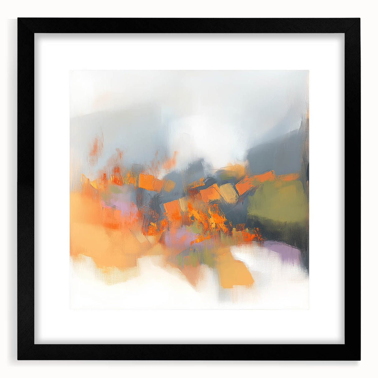 Large Abstract Wall Art – Fiery Orange & Green Contemporary Motion