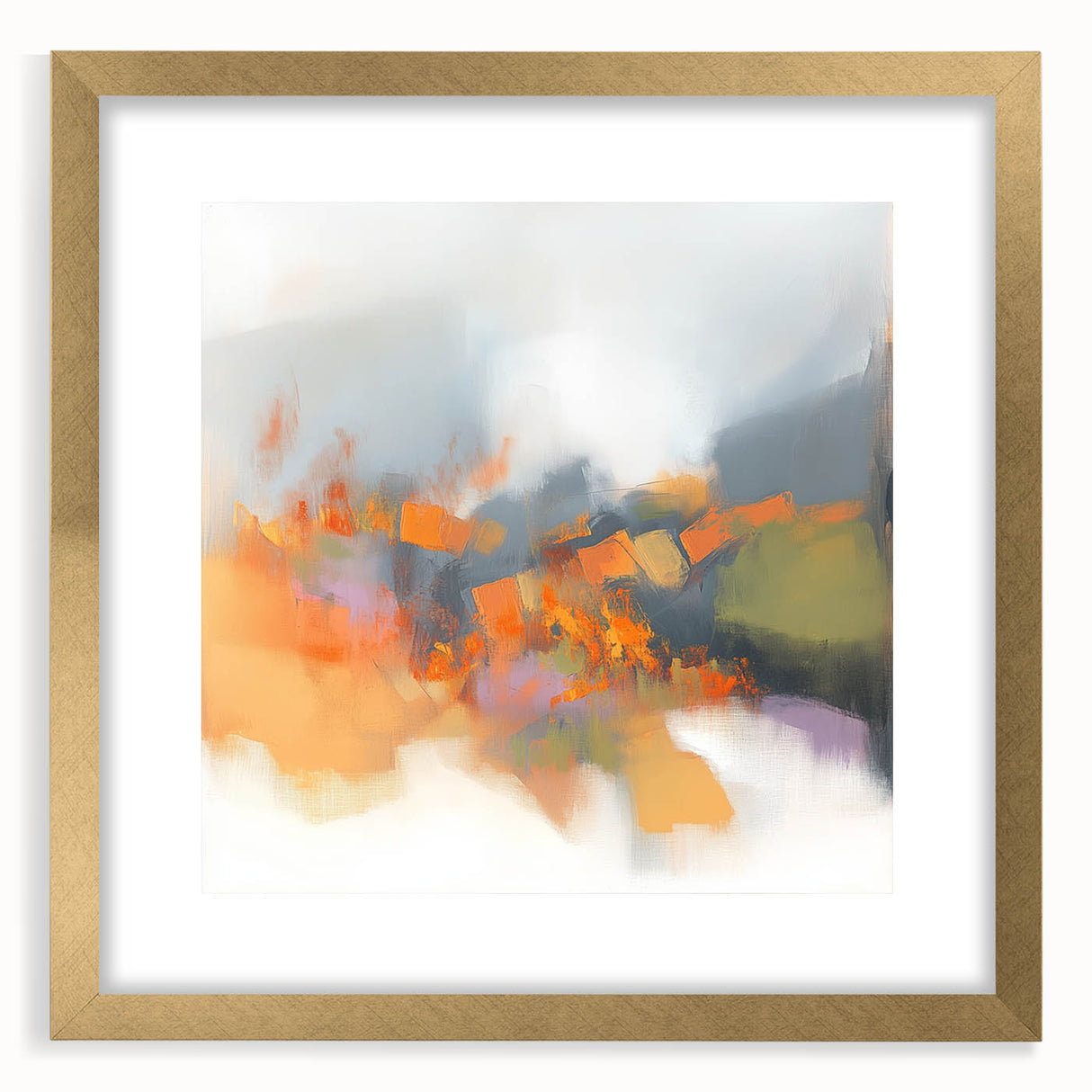 Large Abstract Wall Art – Fiery Orange & Green Contemporary Motion