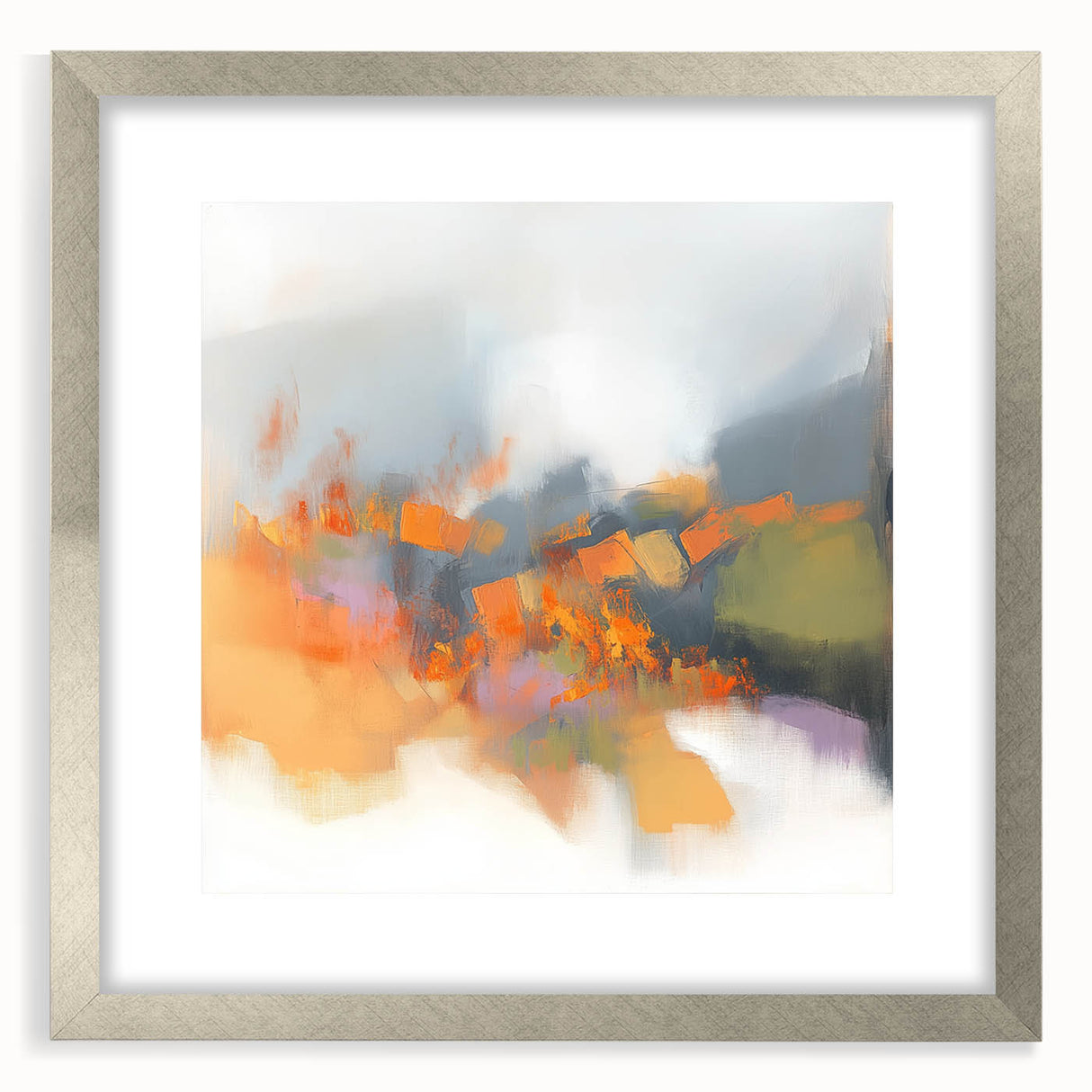 Large Abstract Wall Art – Fiery Orange & Green Contemporary Motion