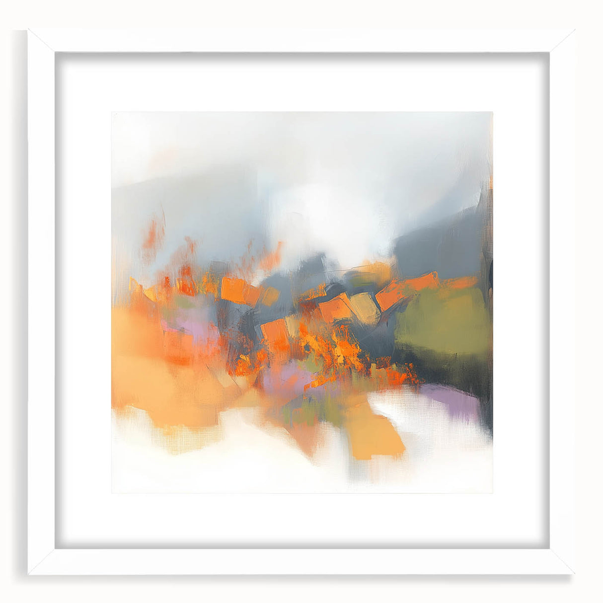 Large Abstract Wall Art – Fiery Orange & Green Contemporary Motion