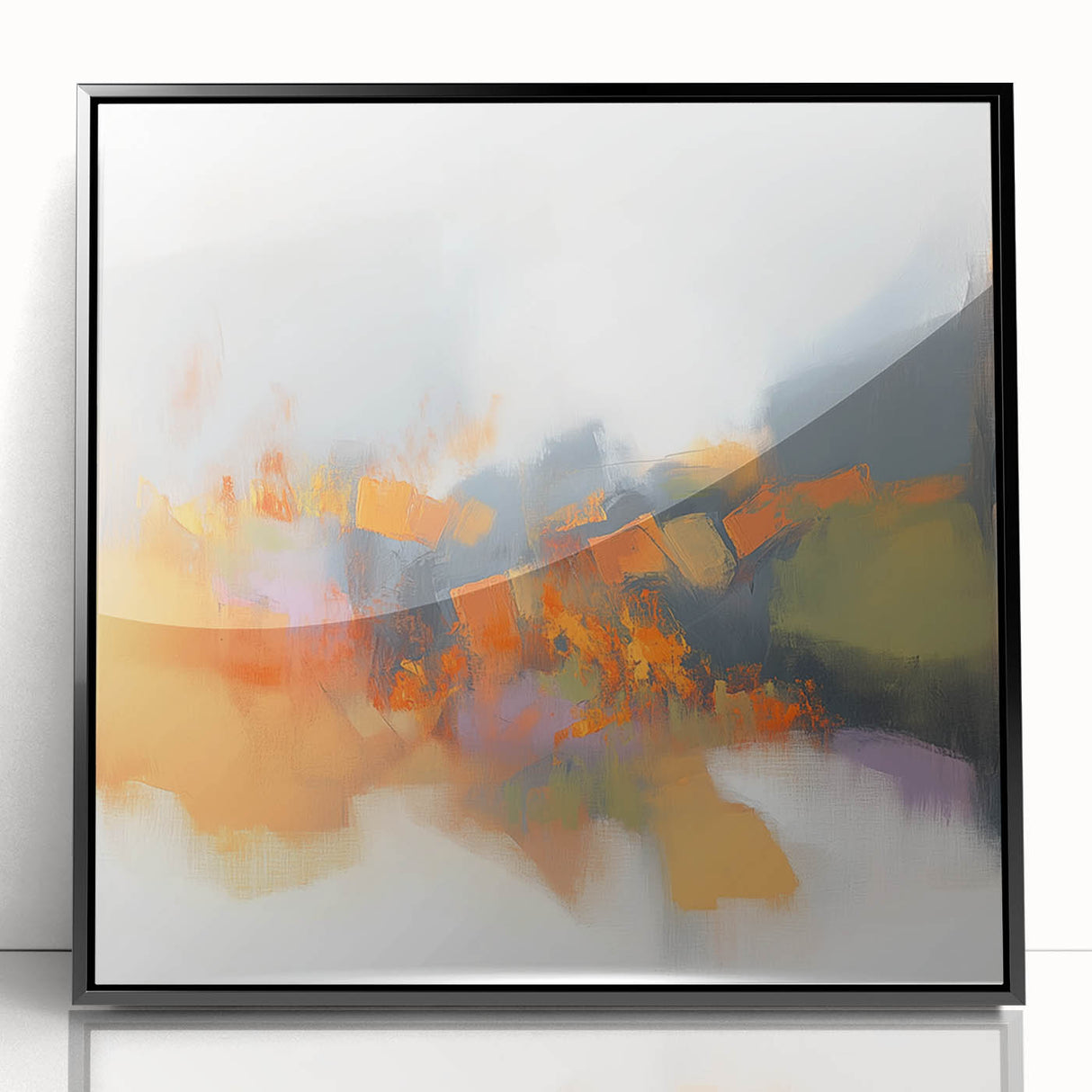 Large Abstract Wall Art – Fiery Orange & Green Contemporary Motion