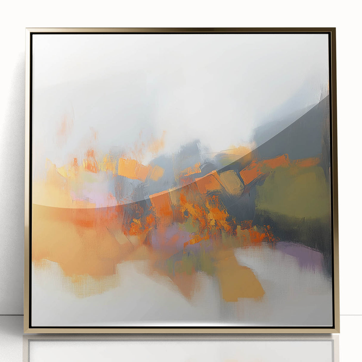 Large Abstract Wall Art – Fiery Orange & Green Contemporary Motion