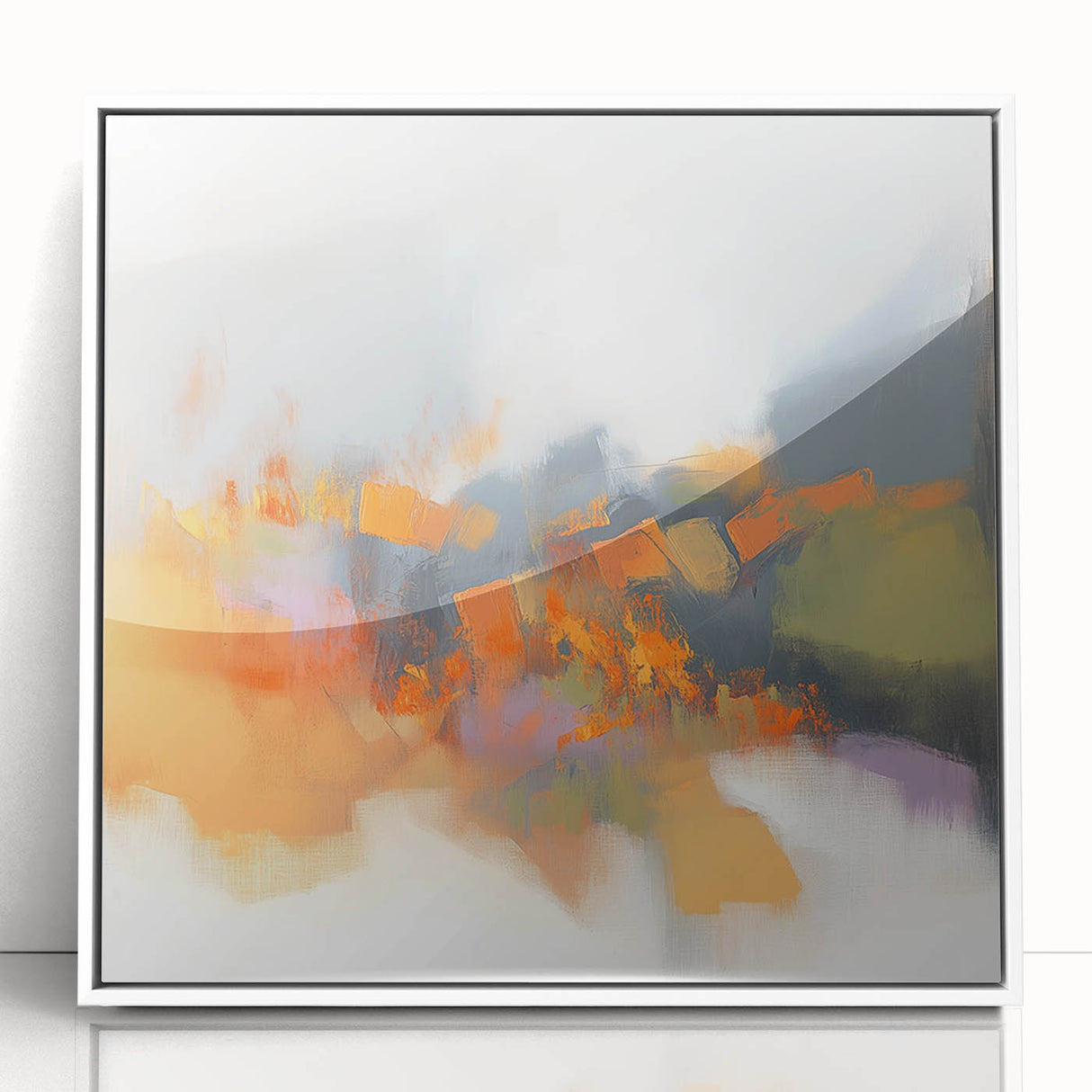 Large Abstract Wall Art – Fiery Orange & Green Contemporary Motion