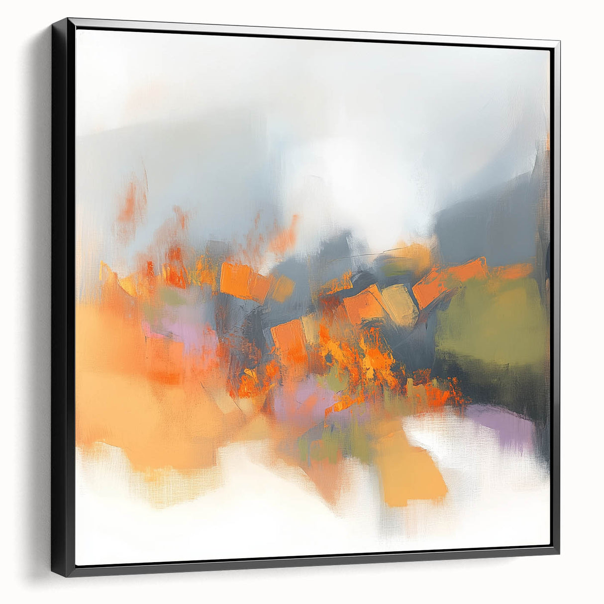 Large Abstract Wall Art – Fiery Orange & Green Contemporary Motion