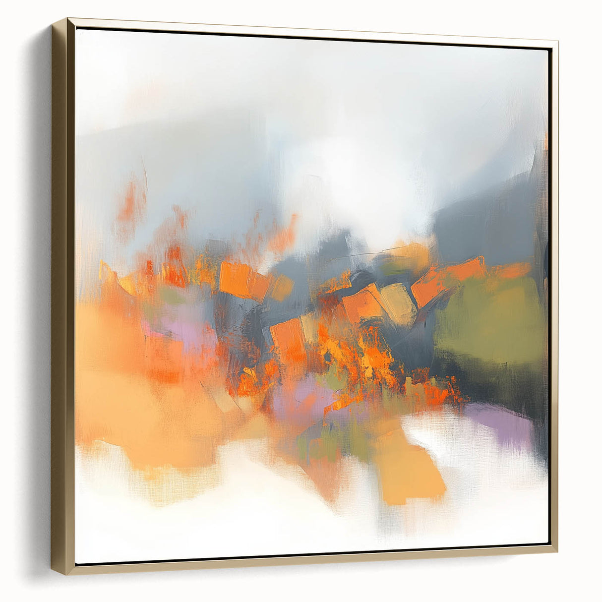 Large Abstract Wall Art – Fiery Orange & Green Contemporary Motion