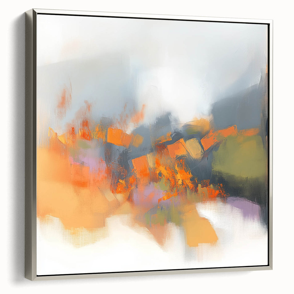 Large Abstract Wall Art – Fiery Orange & Green Contemporary Motion