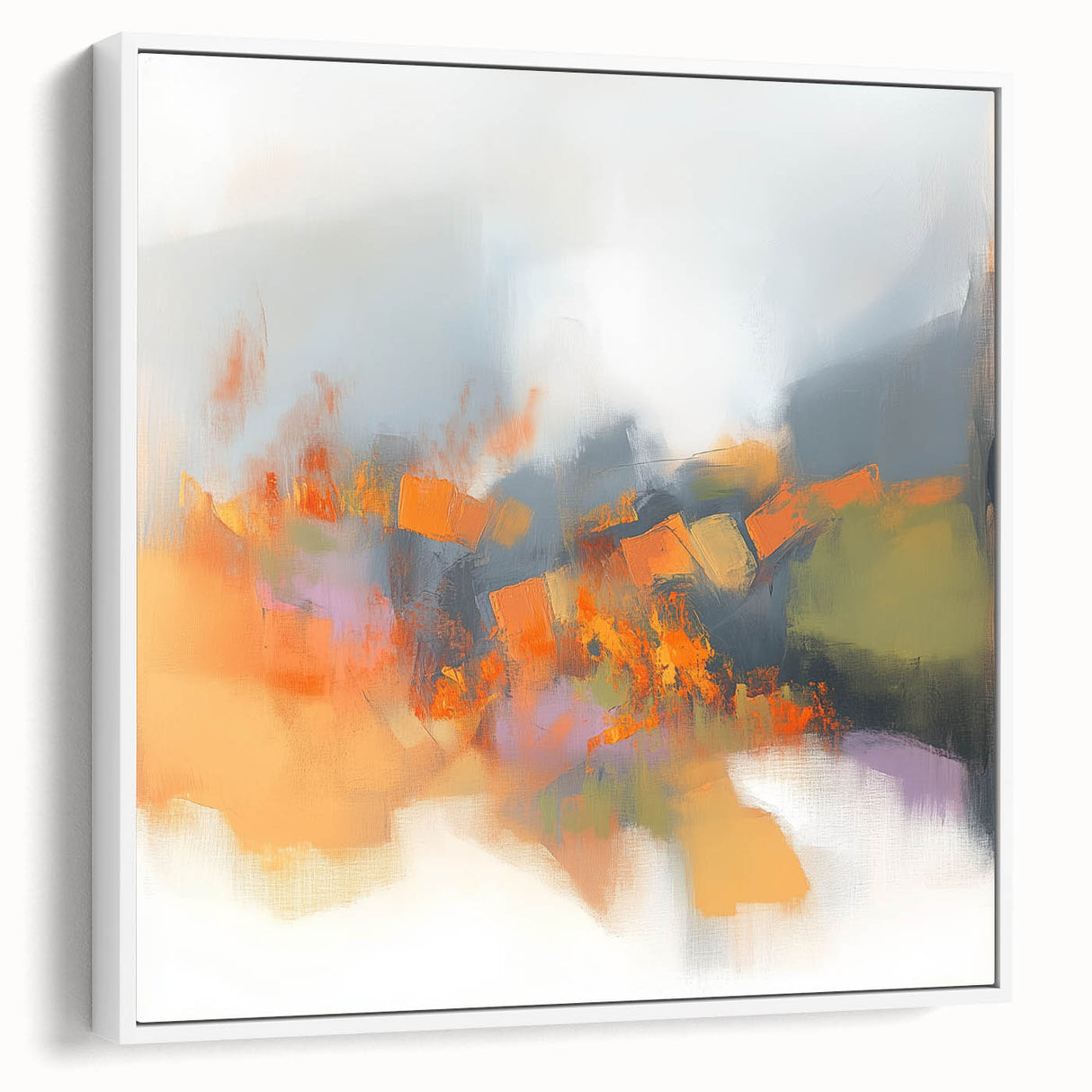 Large Abstract Wall Art – Fiery Orange & Green Contemporary Motion
