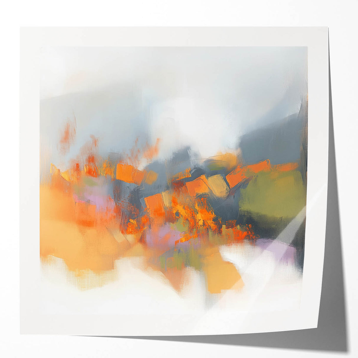 Large Abstract Wall Art – Fiery Orange & Green Contemporary Motion