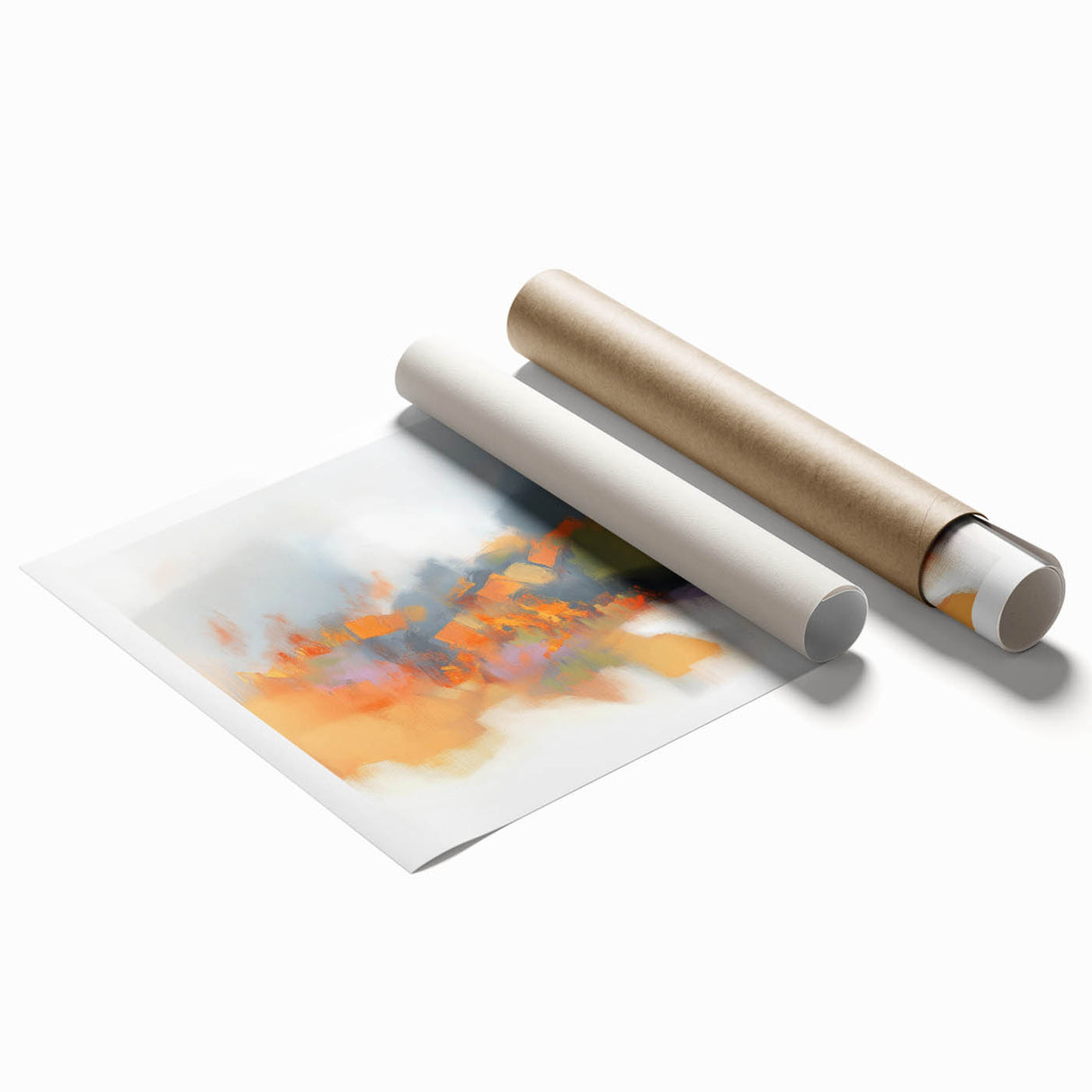 Large Abstract Wall Art – Fiery Orange & Green Contemporary Motion
