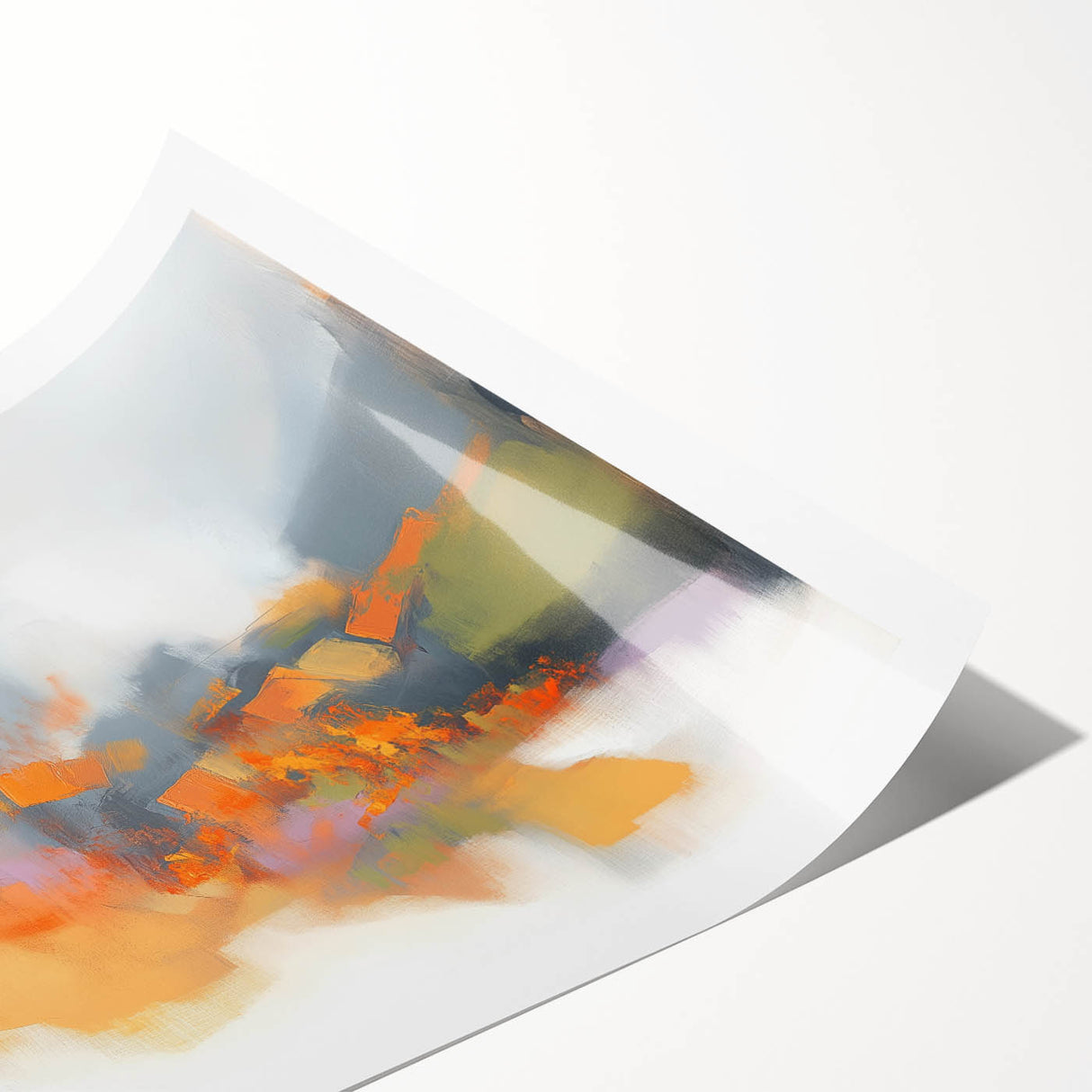 Large Abstract Wall Art – Fiery Orange & Green Contemporary Motion