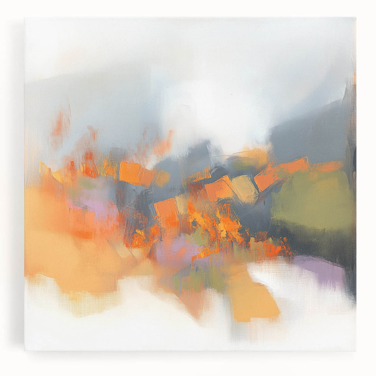 Large Abstract Wall Art – Fiery Orange & Green Contemporary Motion
