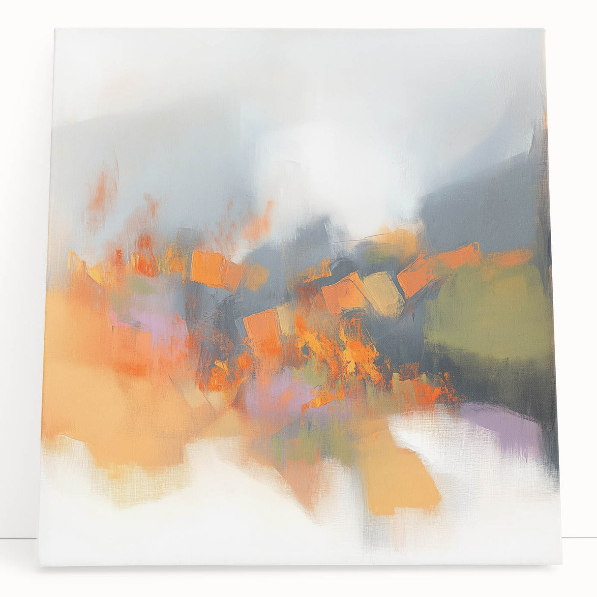 Large Abstract Wall Art – Fiery Orange & Green Contemporary Motion