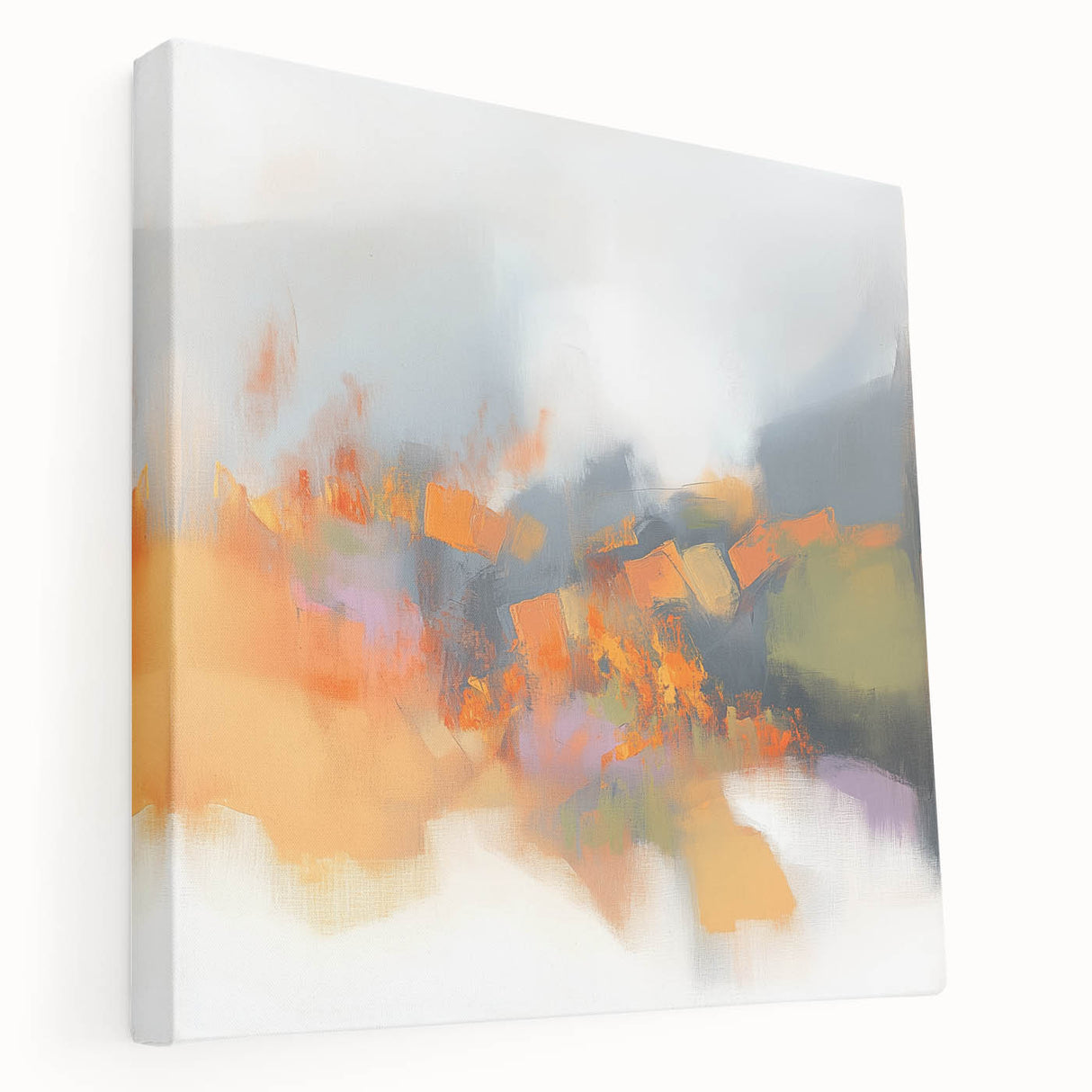 Large Abstract Wall Art – Fiery Orange & Green Contemporary Motion