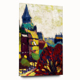 Modern Wall Art: Vibrant Cityscape in Bold Hues – Expressive Urban Decor