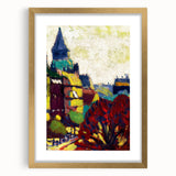 Modern Wall Art: Vibrant Cityscape in Bold Hues – Expressive Urban Decor