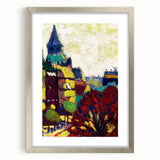 Modern Wall Art: Vibrant Cityscape in Bold Hues – Expressive Urban Decor