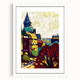 Modern Wall Art: Vibrant Cityscape in Bold Hues – Expressive Urban Decor