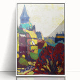 Modern Wall Art: Vibrant Cityscape in Bold Hues – Expressive Urban Decor