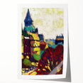 Modern Wall Art: Vibrant Cityscape in Bold Hues – Expressive Urban Decor