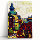 Modern Wall Art: Vibrant Cityscape in Bold Hues – Expressive Urban Decor