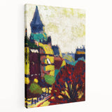 Modern Wall Art: Vibrant Cityscape in Bold Hues – Expressive Urban Decor