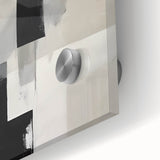 Close-up of abstract minimalist wall art design showcasing vibrant colors and geometric shapes on acrylic glass, ideal for modern home decor and artistic expression.