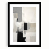 Abstract minimalist wall art design featuring soft pastel colors in a sleek frame with a white mat, perfect for modern home decor or office aesthetics.