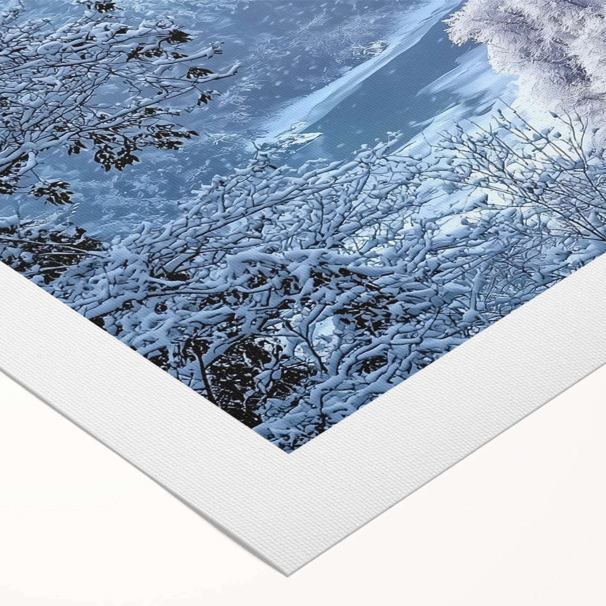 Rolled canvas artwork showcasing a picturesque landscape with a majestic castle set against a vibrant sky, elegantly packaged in a protective cardboard tube.