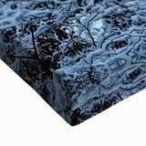 Close-up of a vibrant stretched canvas artwork depicting a picturesque landscape with a majestic castle, featuring rich colors and intricate details, ideal for home decor.