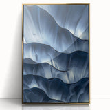 Framed acrylic artwork showcasing a stunning landscape of caves with gold accents, perfect for modern home decor or art enthusiasts. Ideal for adding elegance to any space.