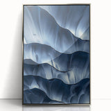 Framed acrylic artwork showcasing a stunning landscape with intricate cave formations, featuring a sleek silver frame that enhances the visual appeal. Ideal for adding a touch of elegance to modern home decor.