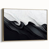Elegant Black and White Flowing Abstract Wall Art – Framed & Canvas