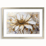 Golden White Daisy – Modern Floral Wall Art for Living Room