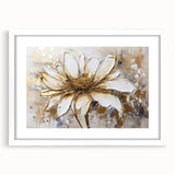 Golden White Daisy – Modern Floral Wall Art for Living Room