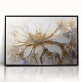 Golden White Daisy – Modern Floral Wall Art for Living Room